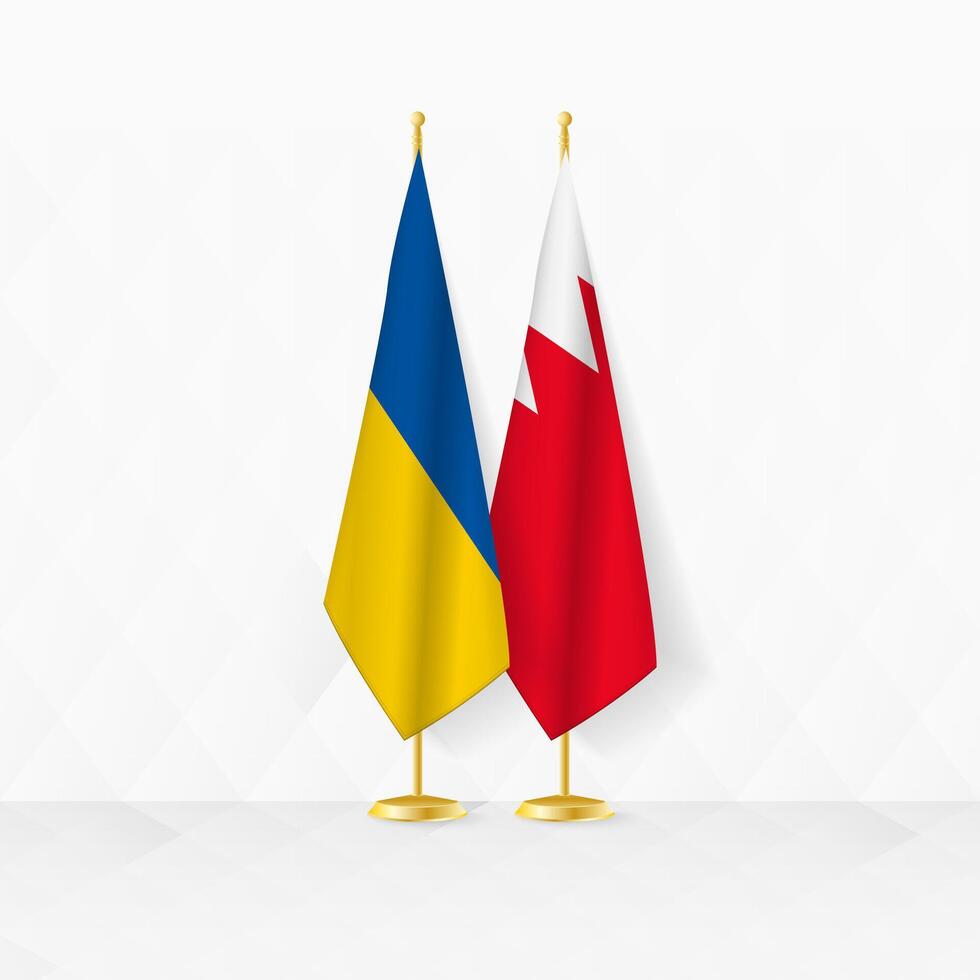 Oekraïne en Bahrein vlaggen Aan vlag stellage, illustratie voor diplomatie en andere vergadering tussen Oekraïne en bahrein. vector