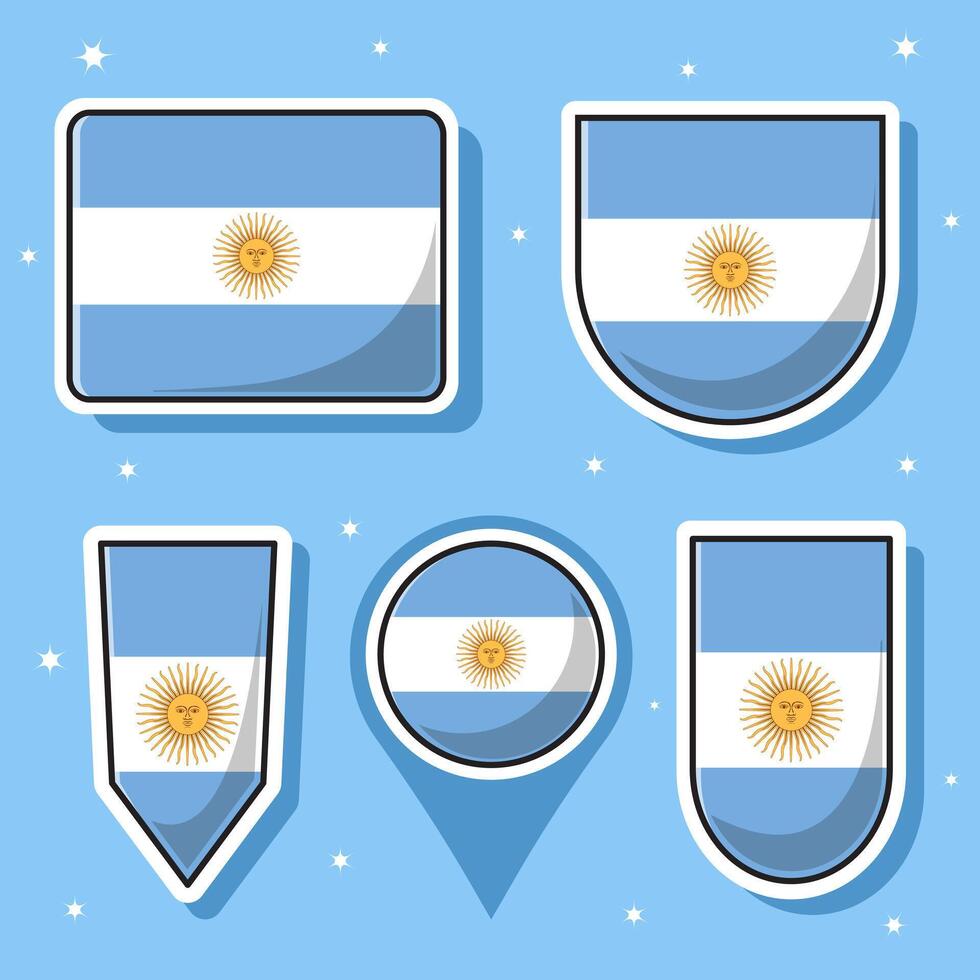 vlak tekenfilm vector illustratie van Argentinië nationaal vlag met veel vormen binnen
