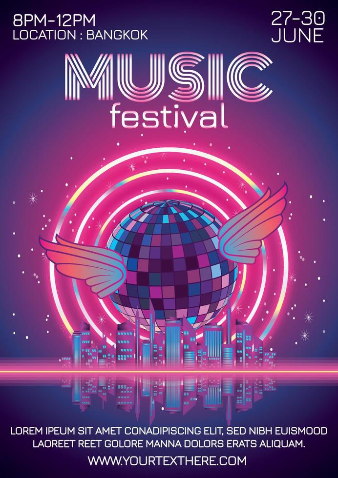 poster voor nachtfeest muziekfestival vector