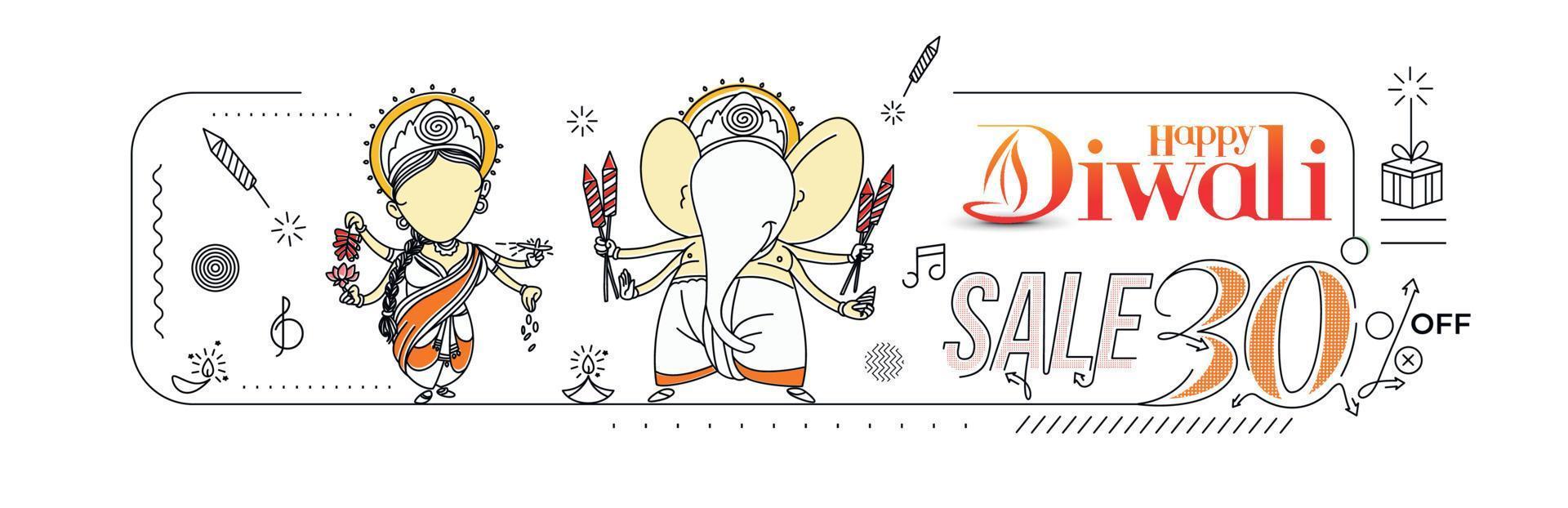 gelukkige diwali verkoop banner poster, vectorillustratie. vector