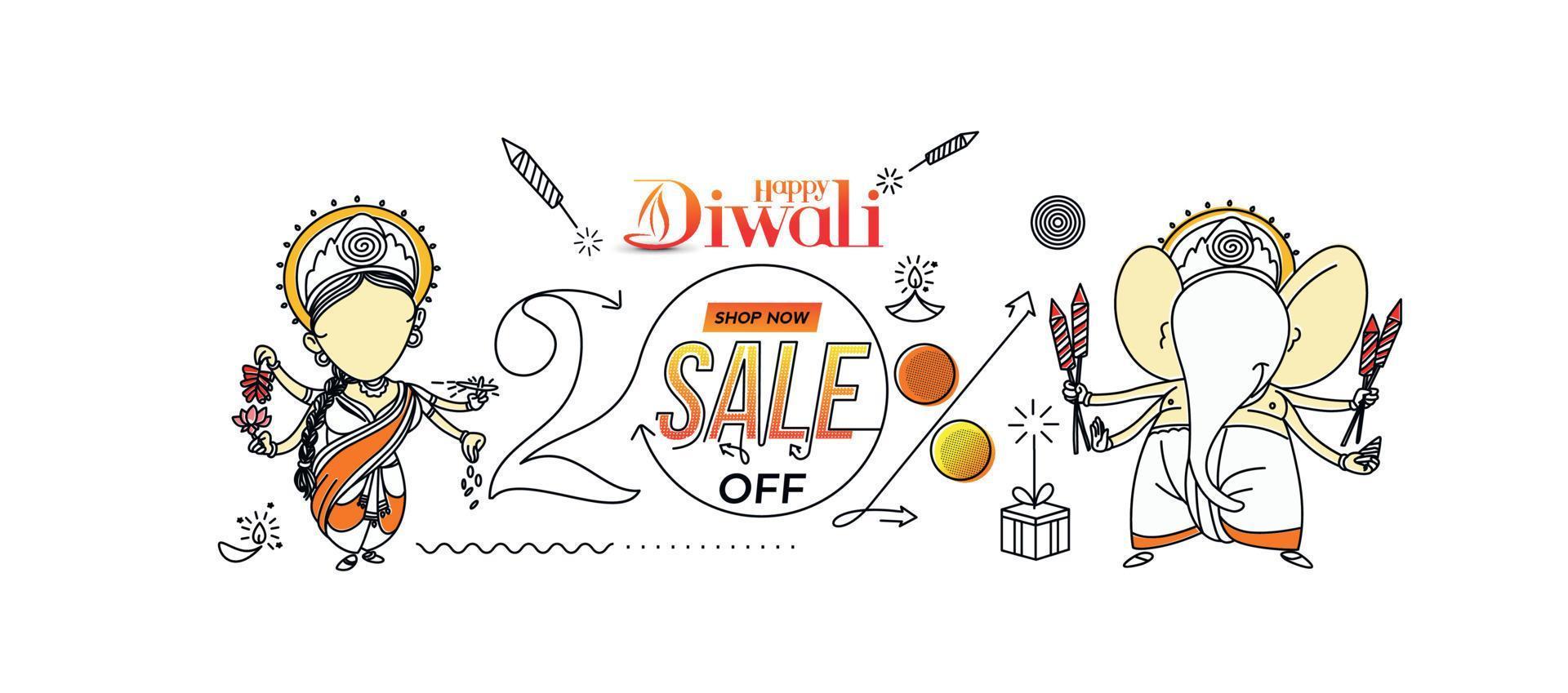 gelukkige diwali verkoop banner poster, vectorillustratie. vector