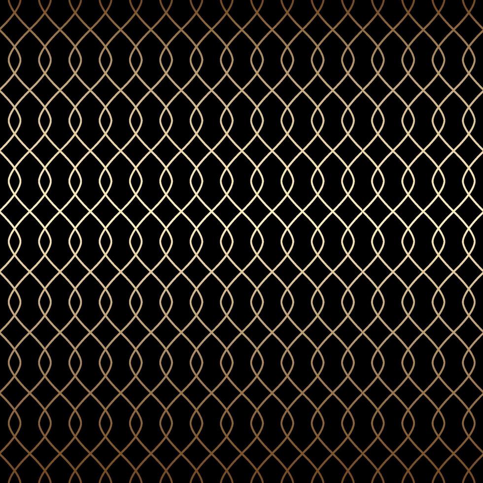 gouden art deco lineair eenvoudig naadloos patroon, zwarte en gouden kleuren vector
