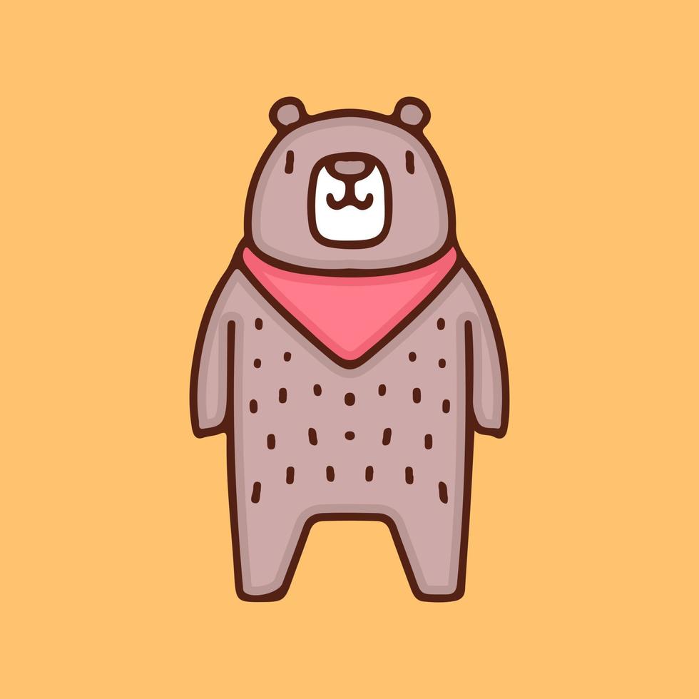 schattige beer met bandana illustratie. vectorafbeeldingen voor t-shirtafdrukken en ander gebruik. vector
