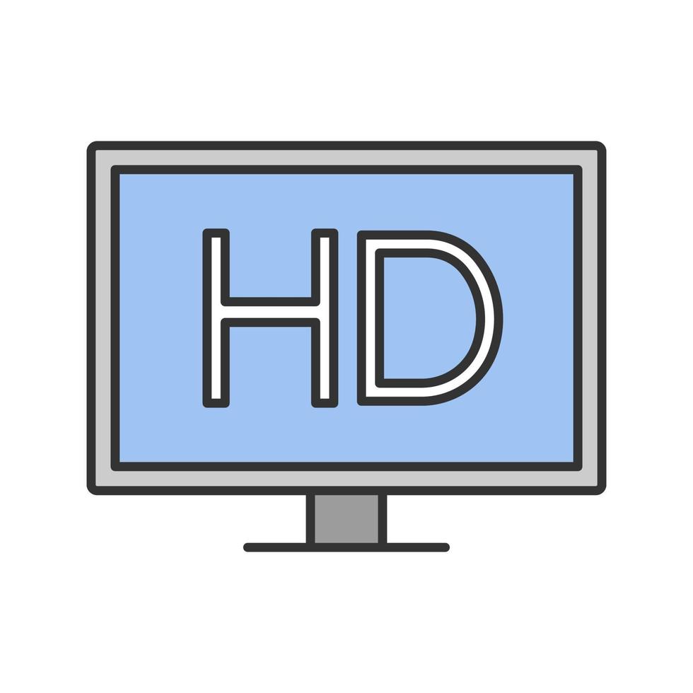 hd-kleurenpictogram weergeven. high-definition video. geïsoleerde vectorillustratie vector