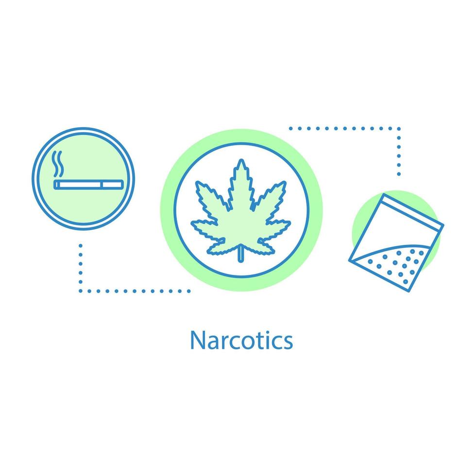 narcotica concept icoon. drugsmisbruik en verslaving idee dunne lijn illustratie. vector geïsoleerde overzichtstekening