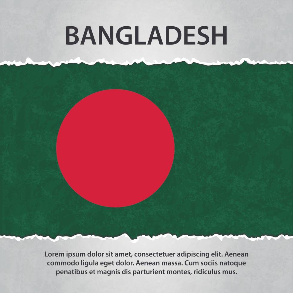vlag van Bangladesh op gescheurd papier vector