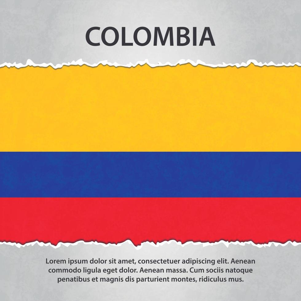 vlag van colombia op gescheurd papier vector