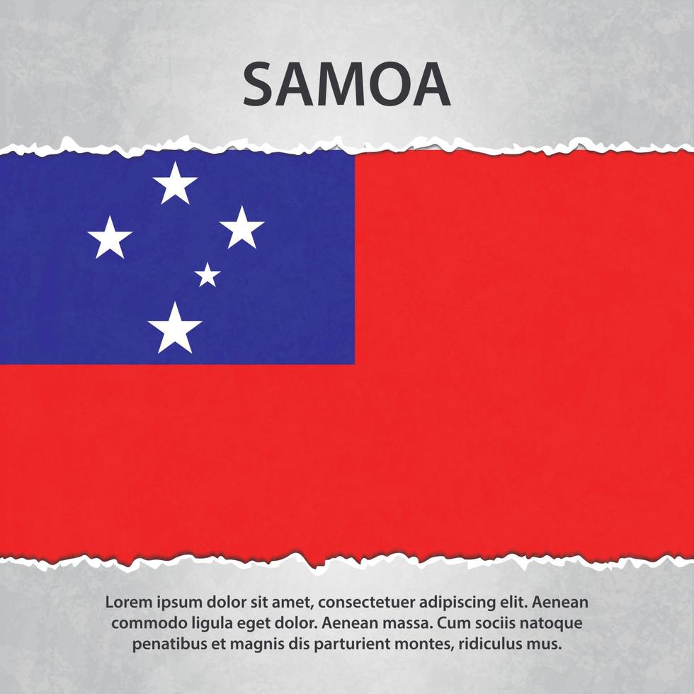 samoa vlag op gescheurd papier vector