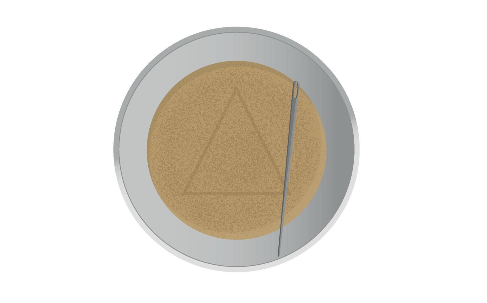 koreaanse snoep in driehoek vorm dalgon vierkante vorm met naald om inktvis spel te spelen op witte achtergrond. vector illustratie