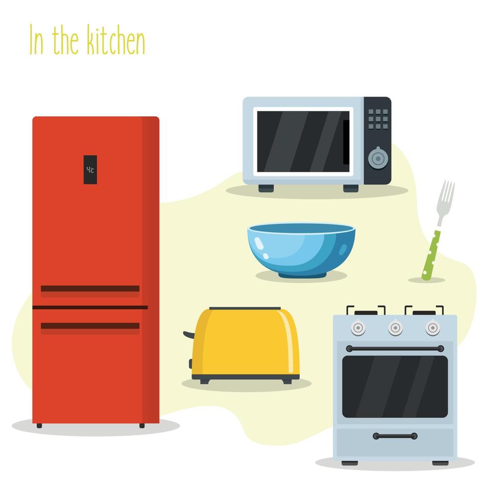 illustraties van keukenset vector