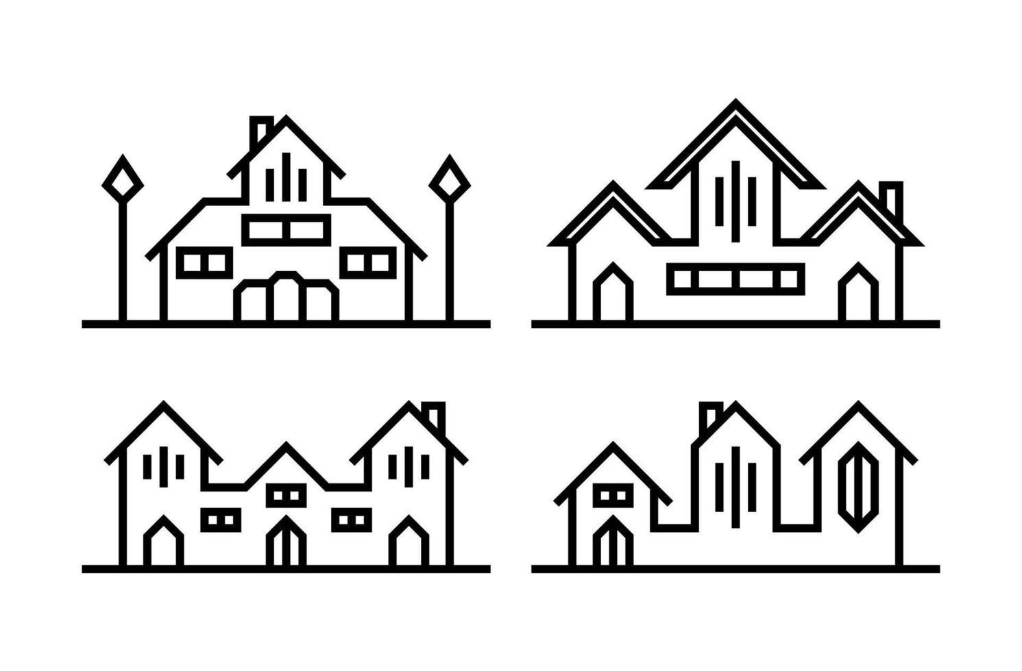 set van vector huizen met lijnen. geschikt voor het bouwen van iconen, woningen, huizen en onroerend goed