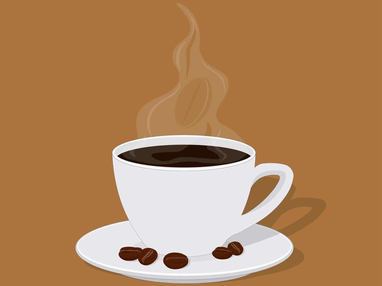 kopje aromatische zwarte koffie met stoom vectorillustratie vector