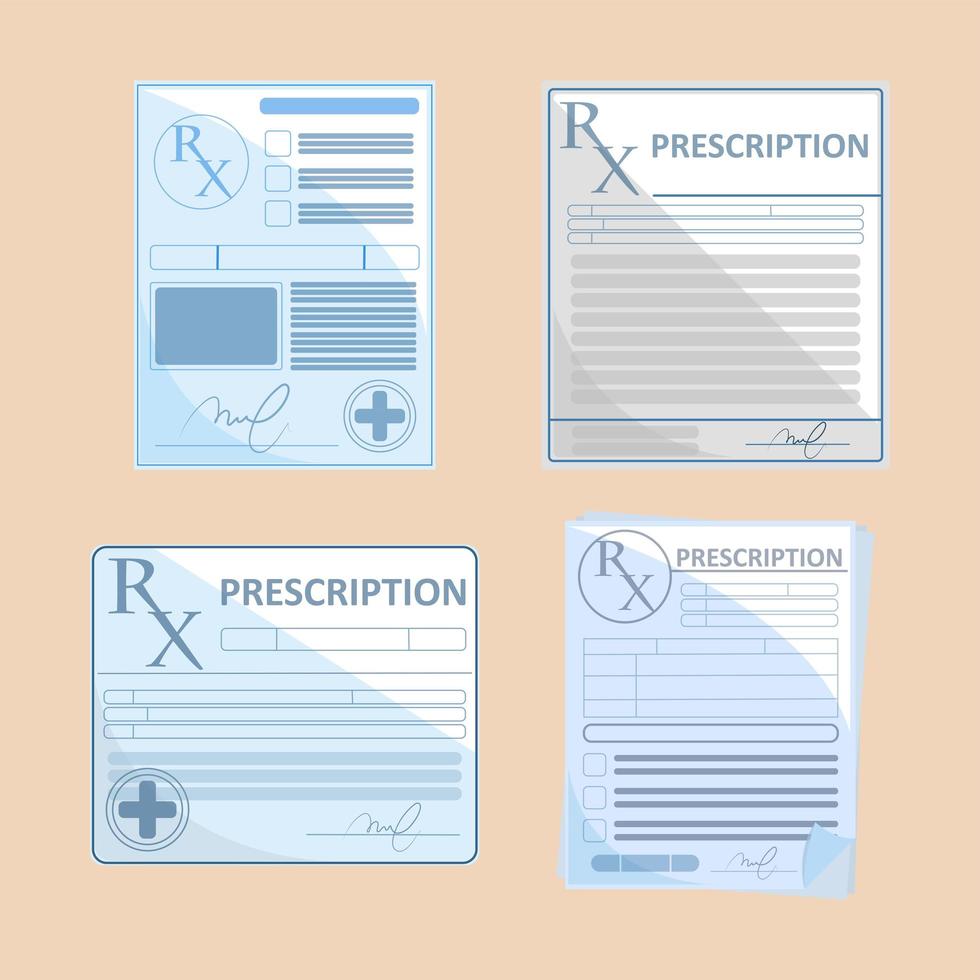 set van medicijnen recept vector