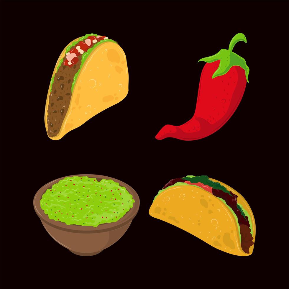 eten traditionele mexico set vector