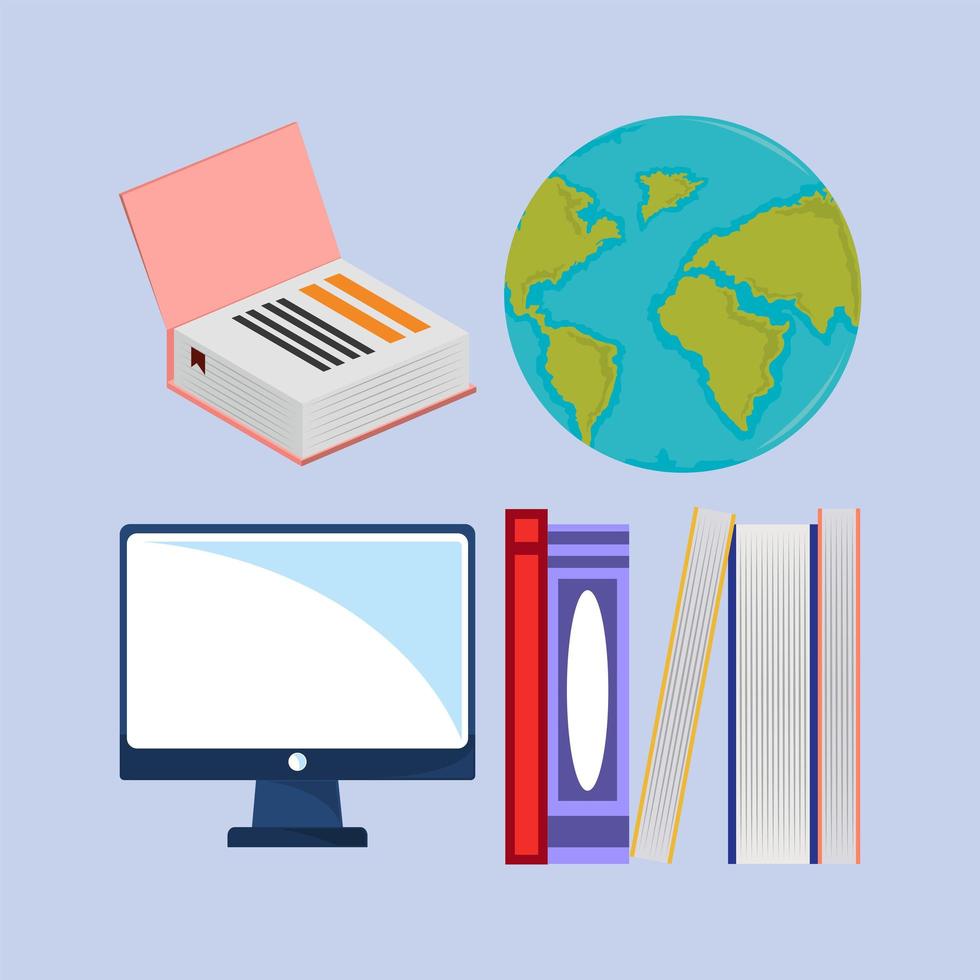 computer met boeken vector