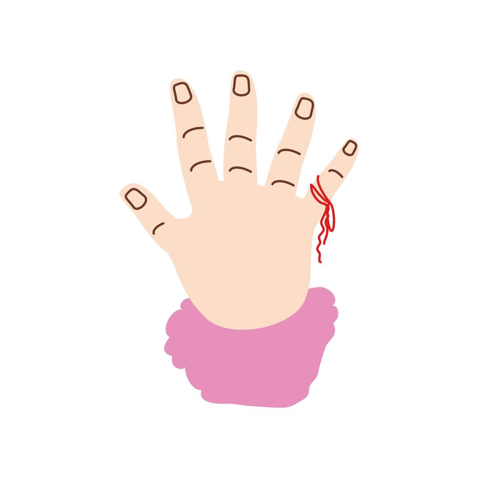 hand met rode draad vector