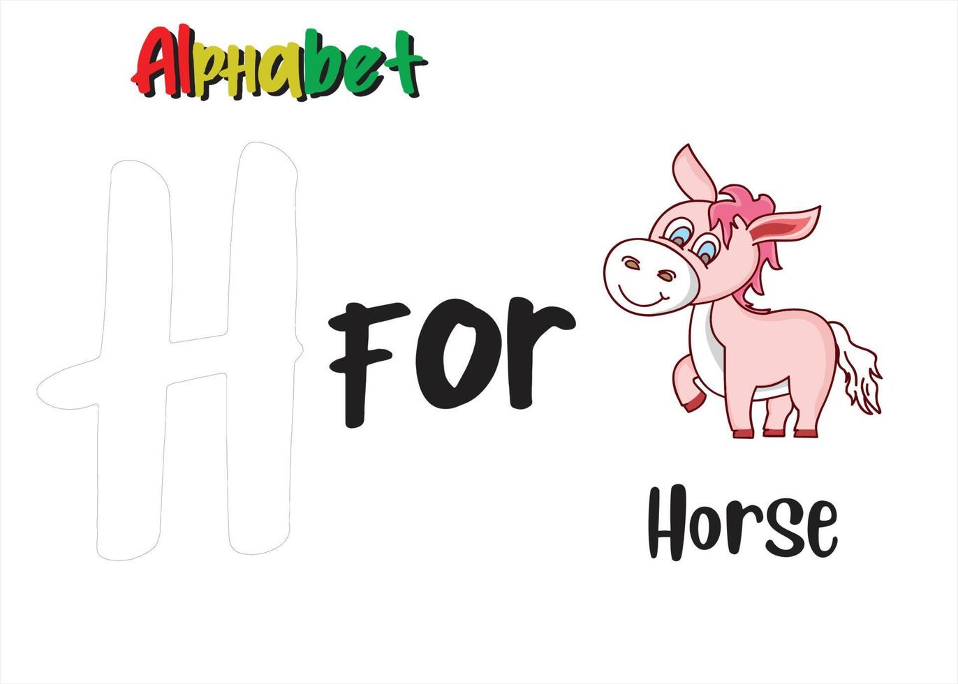 alfabet letter h met paard vector