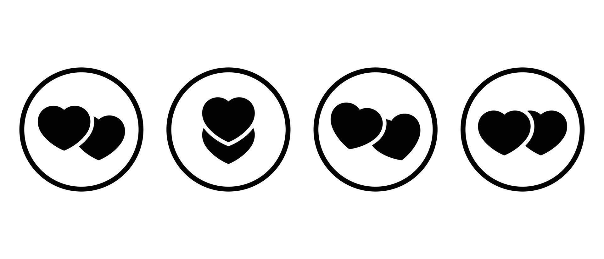 twee hart icoon vector. dubbele liefde teken symbool Aan cirkel lijn vector