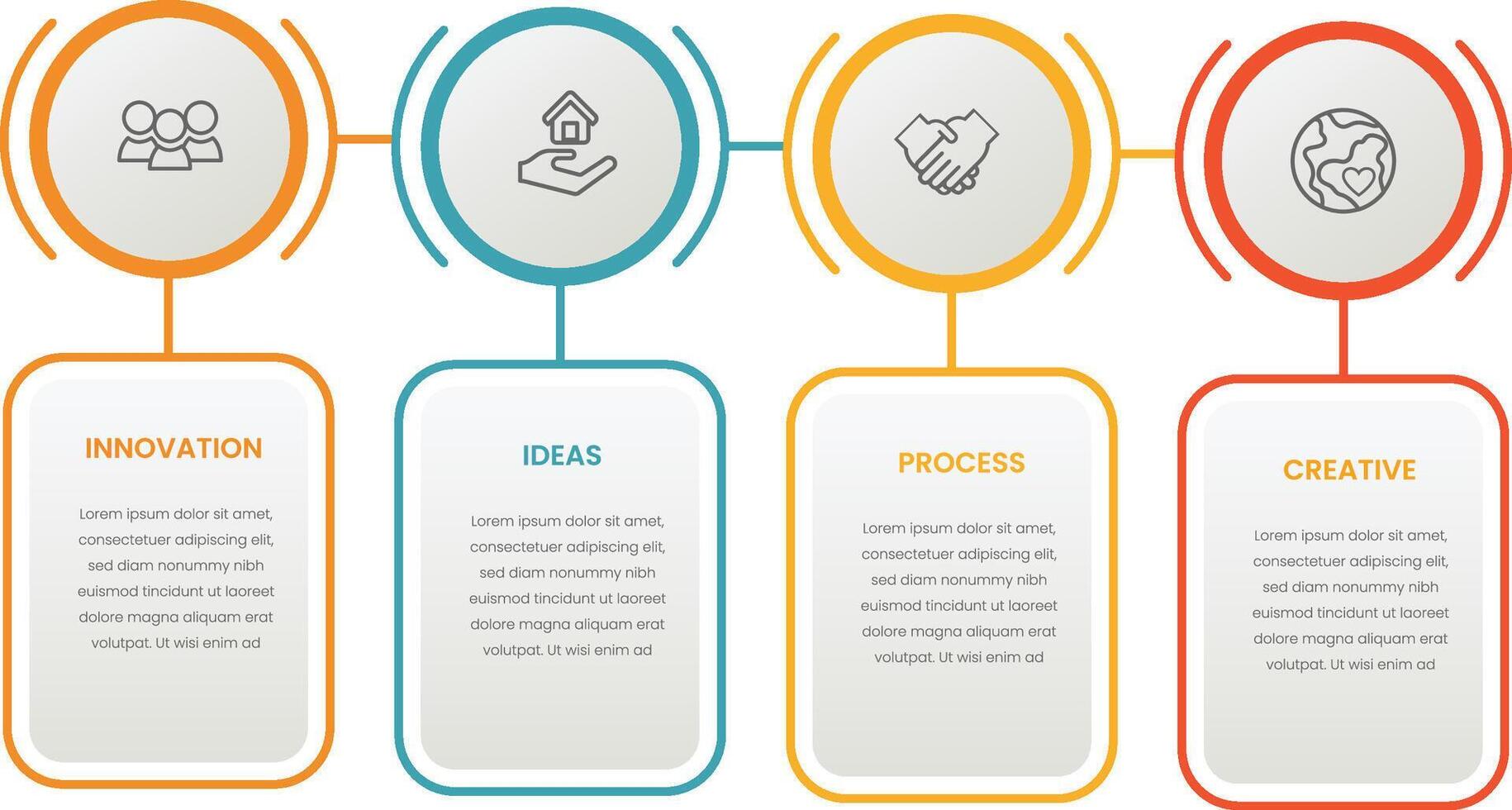 bedrijf infographic sjabloon. dun lijn ontwerp met pictogrammen en 4 opties of stappen vrij vector