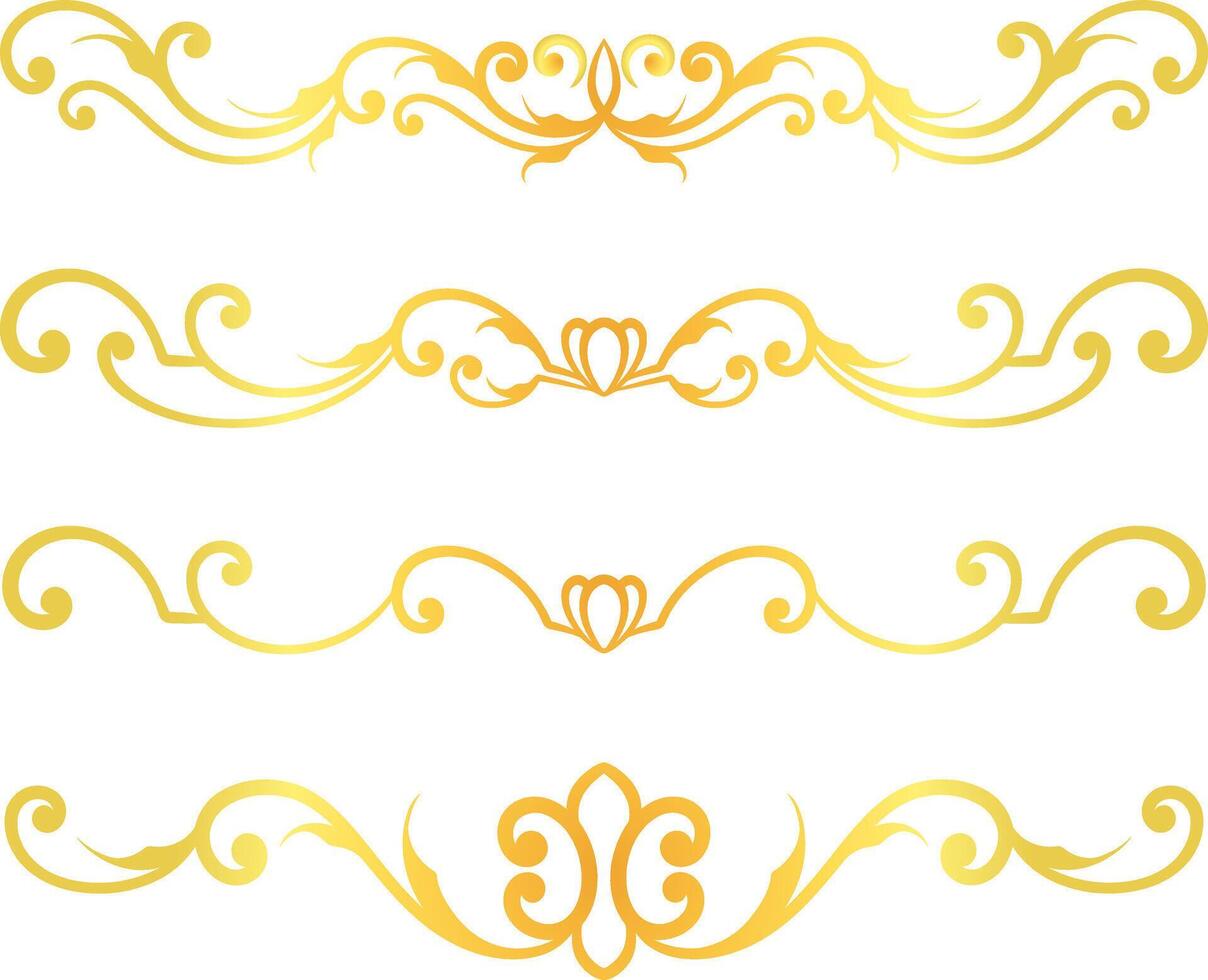 gouden kolken lijnen schoonschrift ornament reeks geïsoleerd Aan wit achtergrond voor luxe grafisch ontwerp vector