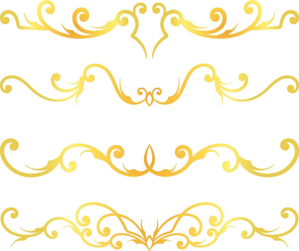 gouden kolken lijnen schoonschrift ornament reeks geïsoleerd Aan wit achtergrond voor luxe grafisch ontwerp vector