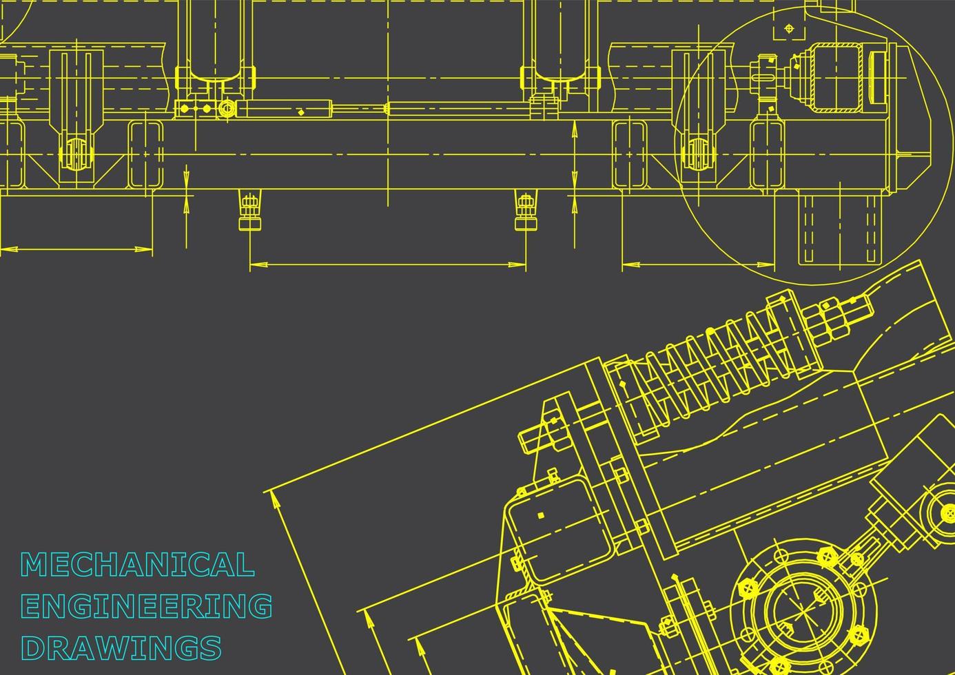 computerondersteunde ontwerpsystemen. technische illustraties, achtergronden. werktuigbouwkundige tekening. machinebouw industrie. instrumentmakende tekeningen vector