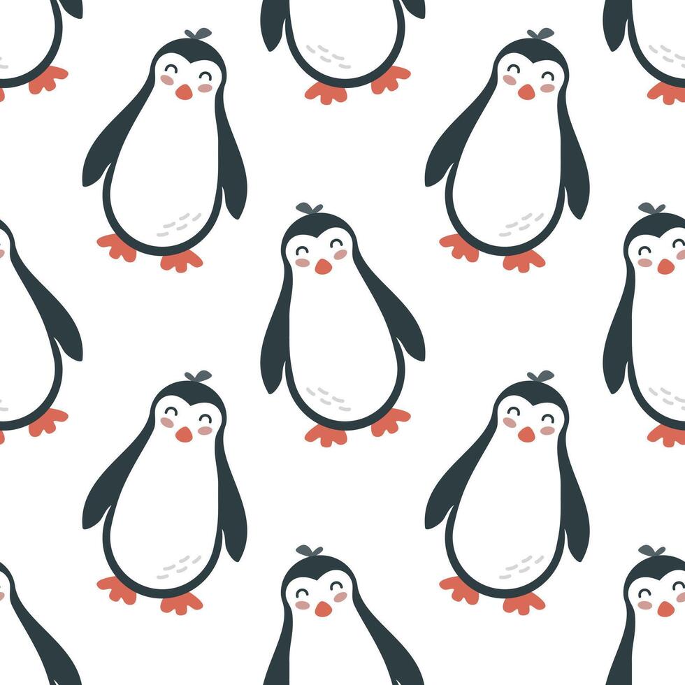 naadloos patroon met schattig tekenfilm hand- trek pinguïn. ontwerp voor afdrukken, textiel, kleding stof. vector illustratie