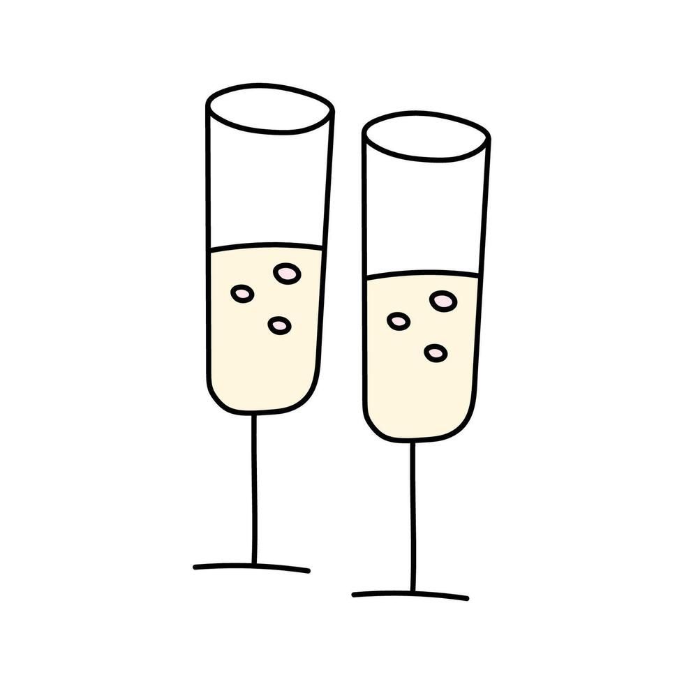 een glas van Champagne. vector illustratie in tekening stijl.