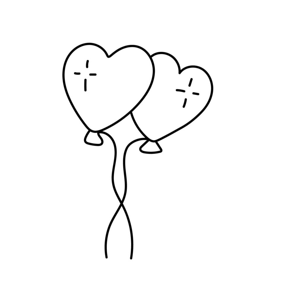 ballon hart. vector illustratie in tekening stijl.