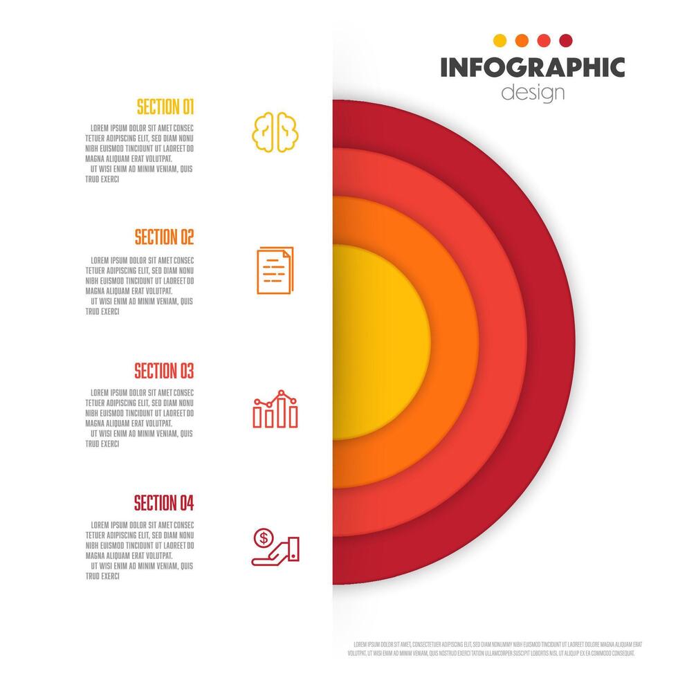 vector semi cirkel tabel sjabloon infographic 4 sectie voor precentation