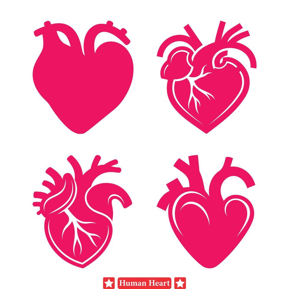 hart ziekte bewustzijn uitgebreid vector reeks van menselijk hart silhouetten voor Gezondheid belangenbehartiging en leerzaam initiatieven