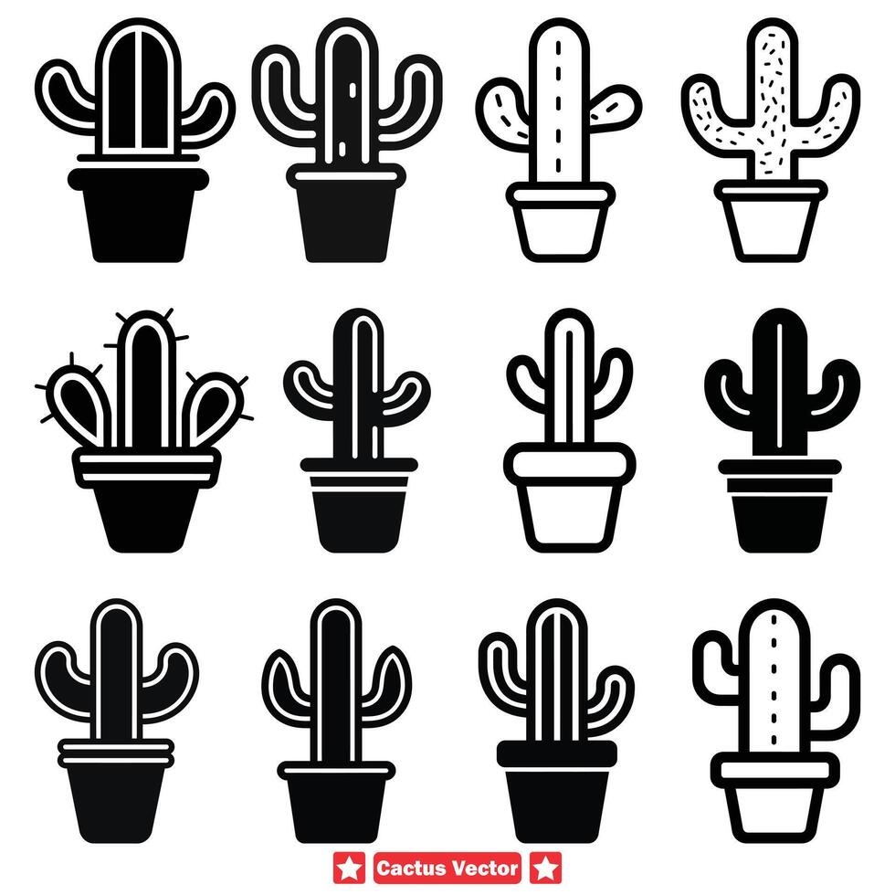 ai gegenereerd zuidwesten geest bevallig cactus silhouet verzameling voor premie grafiek vector