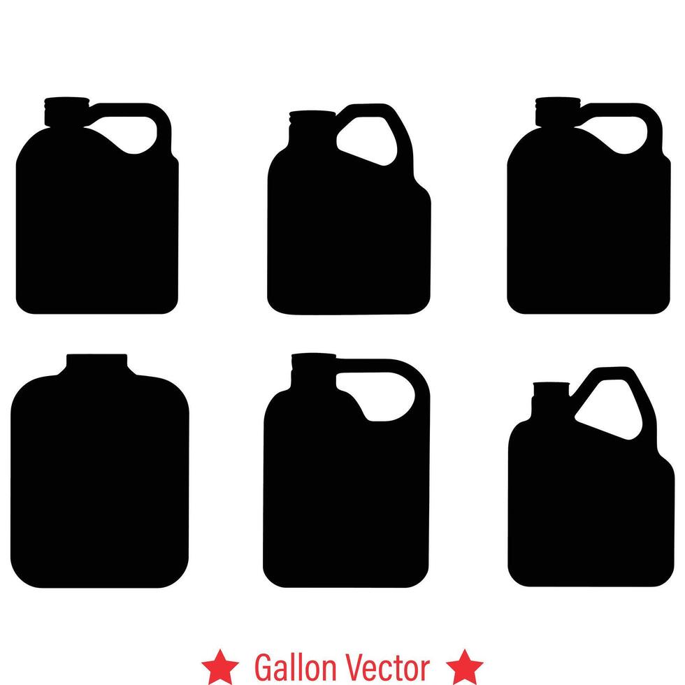 ai gegenereerd onderzoeken de verscheidenheid van gallon vector silhouet reeks perfect voor verpakking, etiketten, en grafisch ontwerp