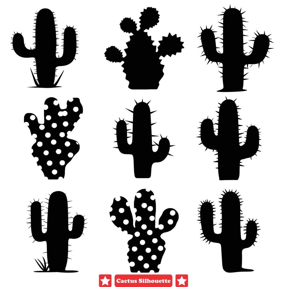 ai gegenereerd stekelig paradijs betoverend cactus vector silhouetten voor uniek kunstenaarstalent