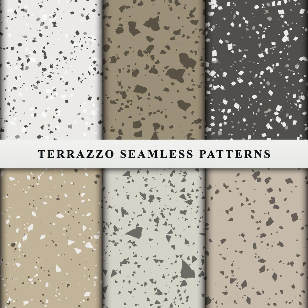 set van terrazzo naadloze patronen. premium vector