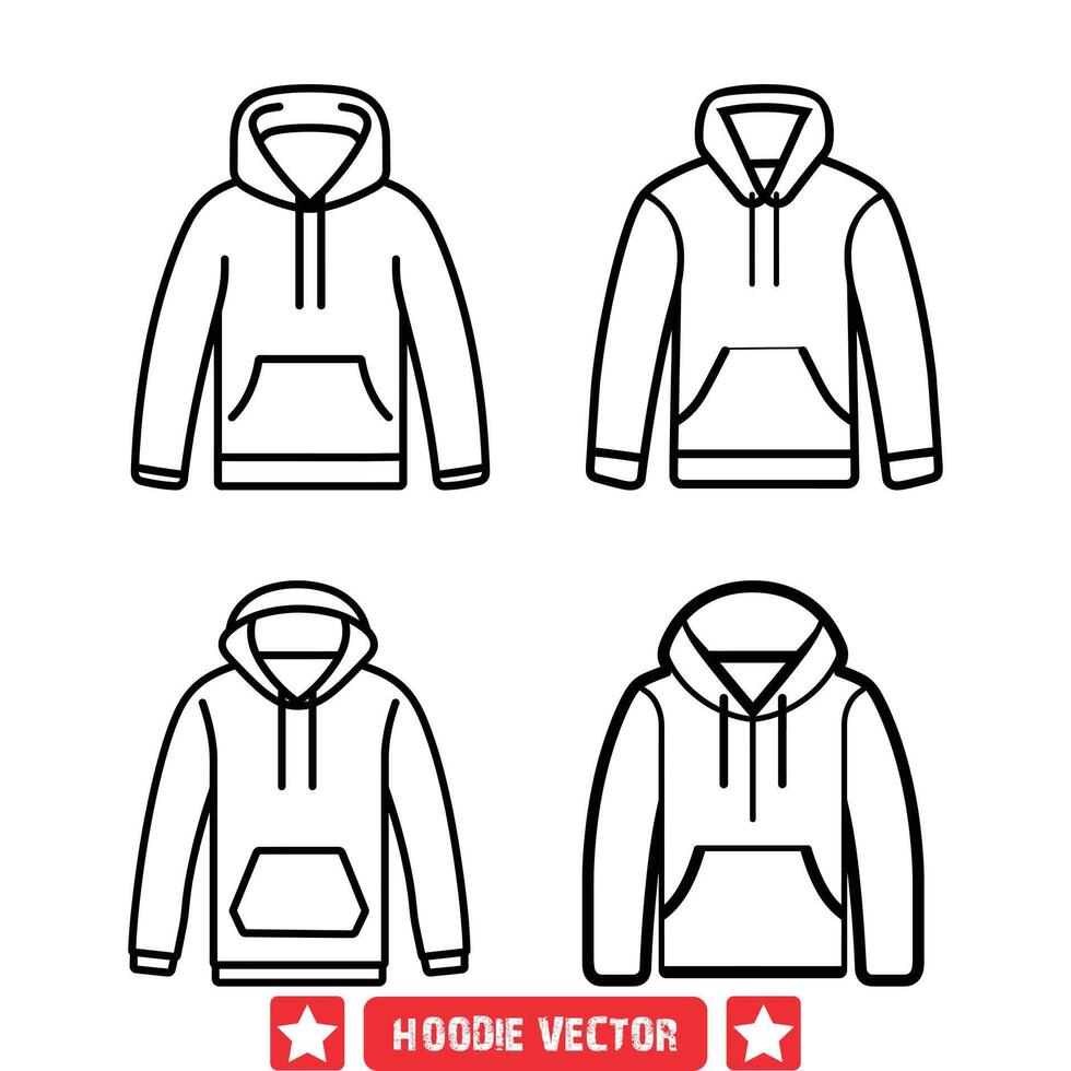 hedendaags comfort capuchon vector silhouetten voor mode illustraties
