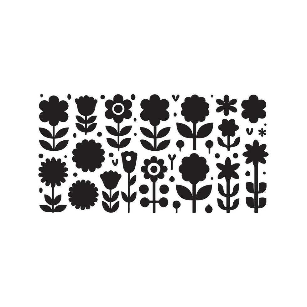wild weide kruiden bloeiend bloemen vector silhouetten collecties vector kunst illustratie