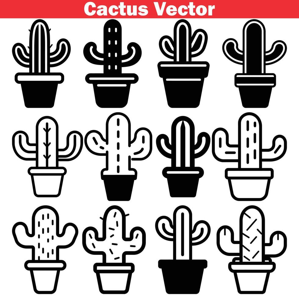 ai gegenereerd oase odyssee betoverend cactus vector silhouetten voor huis decor en handelswaar