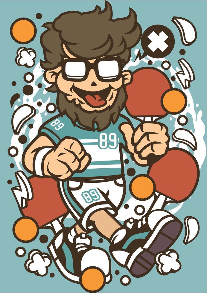 hipster ping pong vector