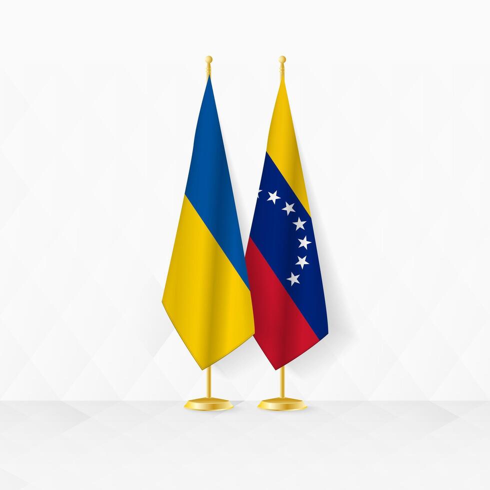 Oekraïne en Venezuela vlaggen Aan vlag stellage, illustratie voor diplomatie en andere vergadering tussen Oekraïne en Venezuela. vector