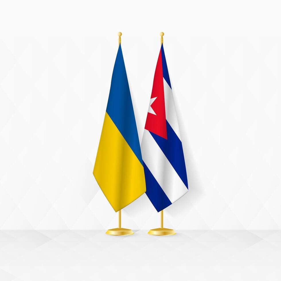 Oekraïne en Cuba vlaggen Aan vlag stellage, illustratie voor diplomatie en andere vergadering tussen Oekraïne en Cuba. vector
