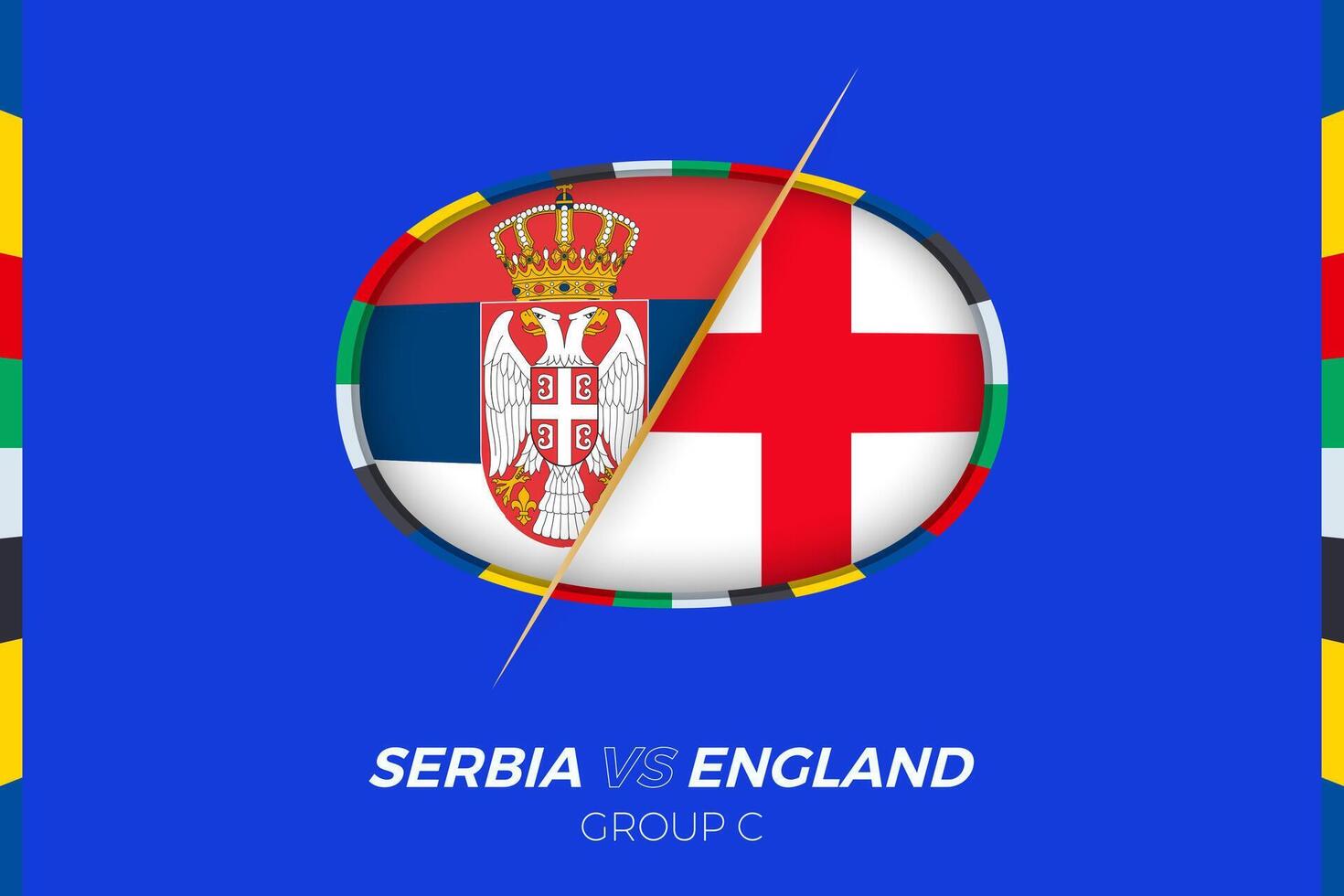 Servië vs Engeland Amerikaans voetbal bij elkaar passen icoon voor Europese Amerikaans voetbal toernooi 2024, versus icoon Aan groep fase. vector