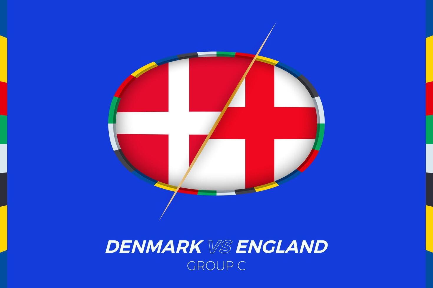 Denemarken vs Engeland Amerikaans voetbal bij elkaar passen icoon voor Europese Amerikaans voetbal toernooi 2024, versus icoon Aan groep fase. vector