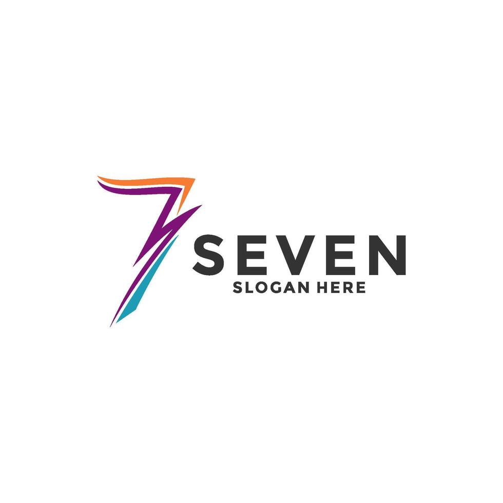 creatief illustratie modern aantal 7 zeven logo ontwerp sjabloon vector