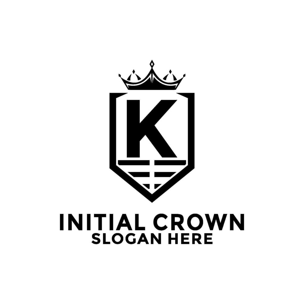 brief k schild met kroon logo ontwerp, eerste brief logo ontwerp sjabloon vector