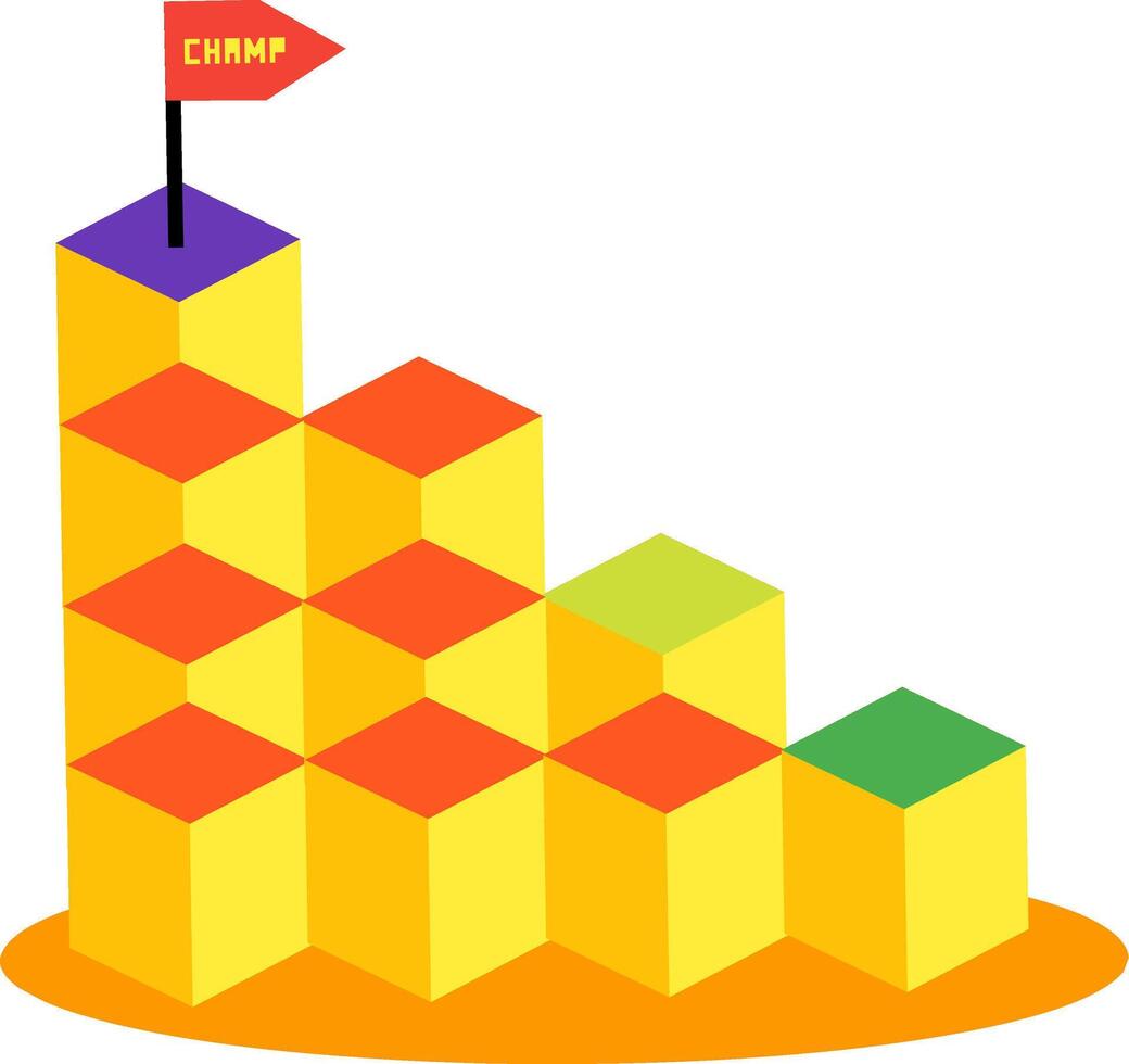 3d geven van een piramide van kubussen met reflectie vector