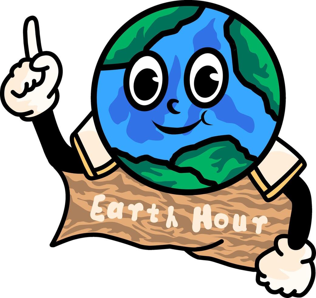 tekenfilm wereldbol, aarde dag aarde uur vector