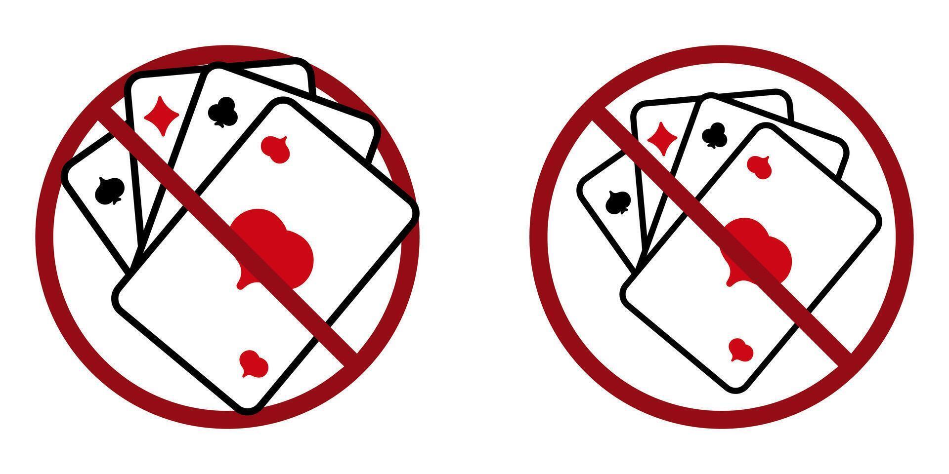 poker verbod verbieden icoon. niet toegestaan onwettig het gokken . vector