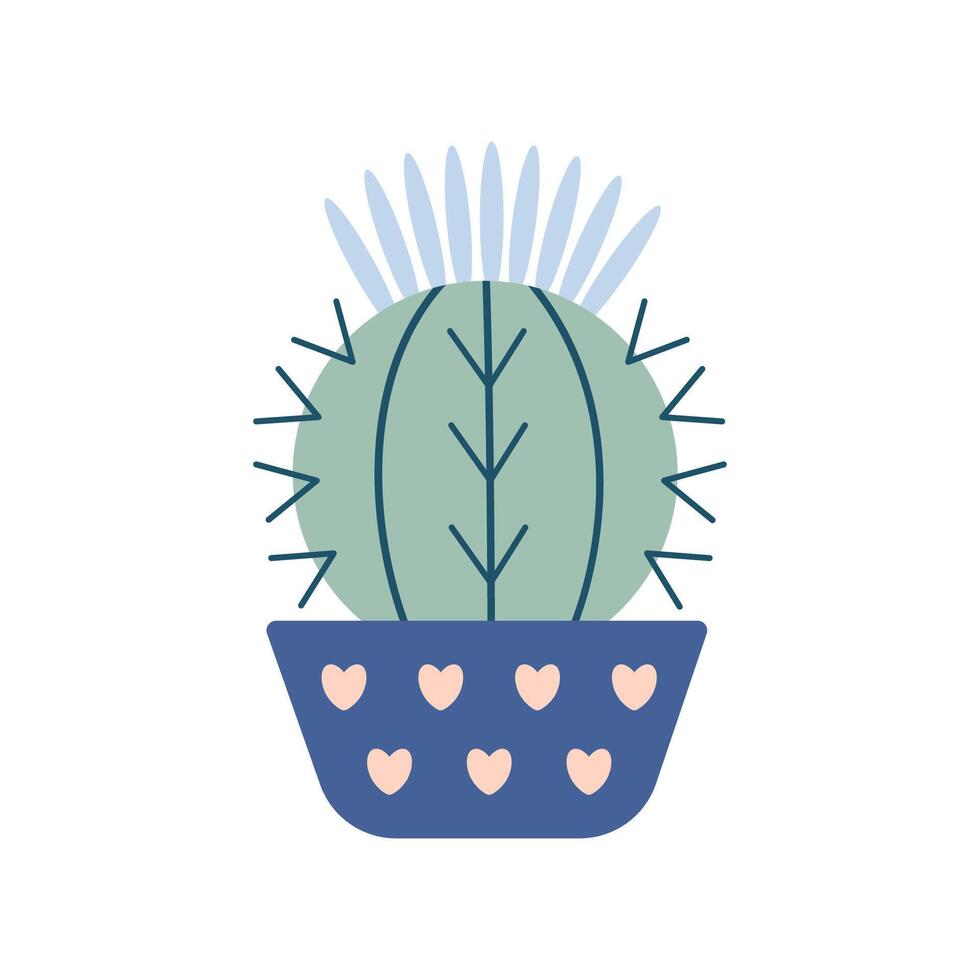 kleurrijk bloeiend cactussen, sappig in pot. schattig hand- getrokken schetsen van cactus. tekening stijl, vlak ontwerp. scandinavisch, boho stijl. vector illustratie. exotisch en tropisch plant, huis decor