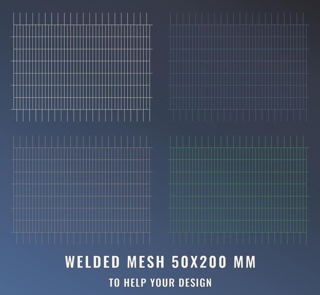 gelast staal gaas, metaal 50x200 mm. vector realistisch traliewerk gemaakt van ijzer staven voor bouw